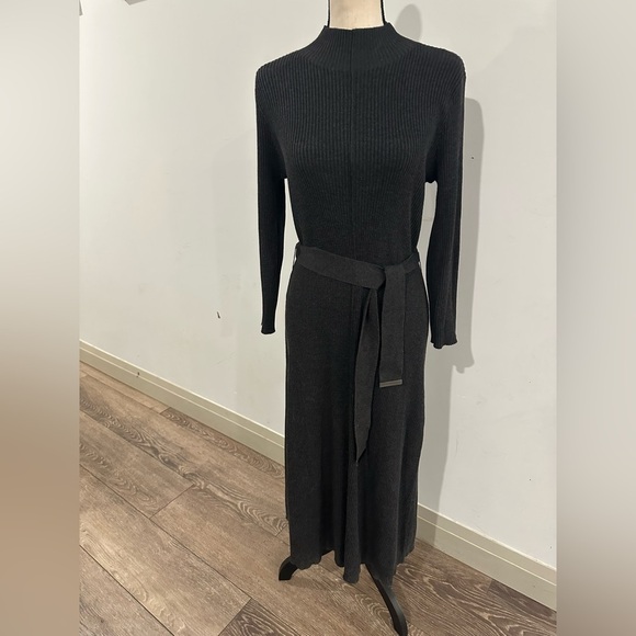 Calvin Klein Elegant Black/Grey Knit Dress L sweater dress - Picture 1 of 7